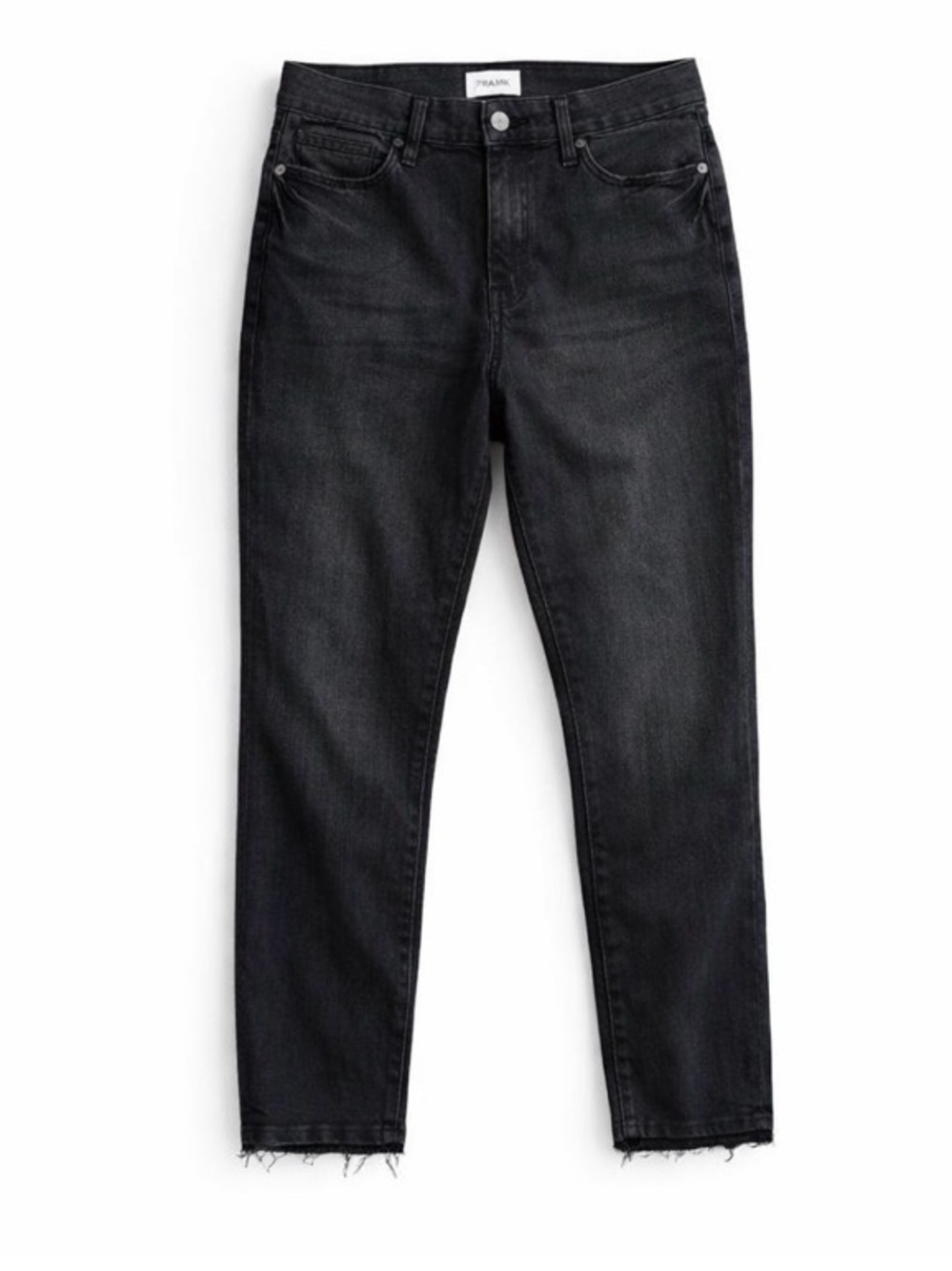 FRAME Le High Skinny Crop Black Jeans Raw Hem Size 32 High Rise